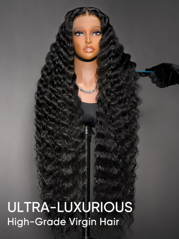 Long Wigs Uniform Loose Deep Curls 300% Density 13x6 HD Lace Front Human Hair