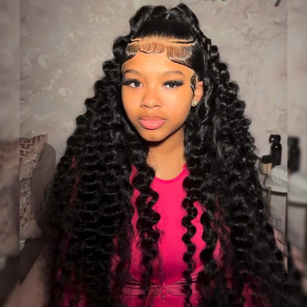 Bouncy Wand Curls Pre Styled 13x6 HD Lace Front Wig With Braids Wiggins Hair