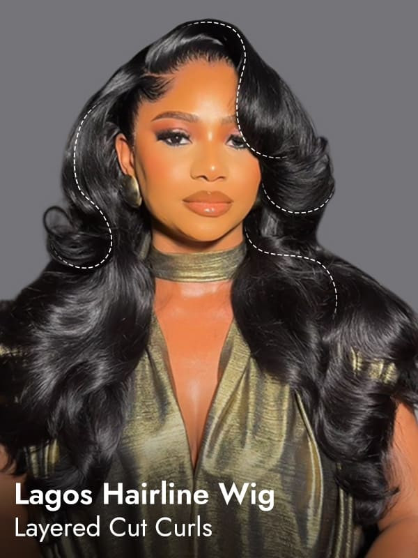 Glueless Lagos Hairline Reddish Brown Layered Cut Loose Body Wave 13x6 Lace Front Wig