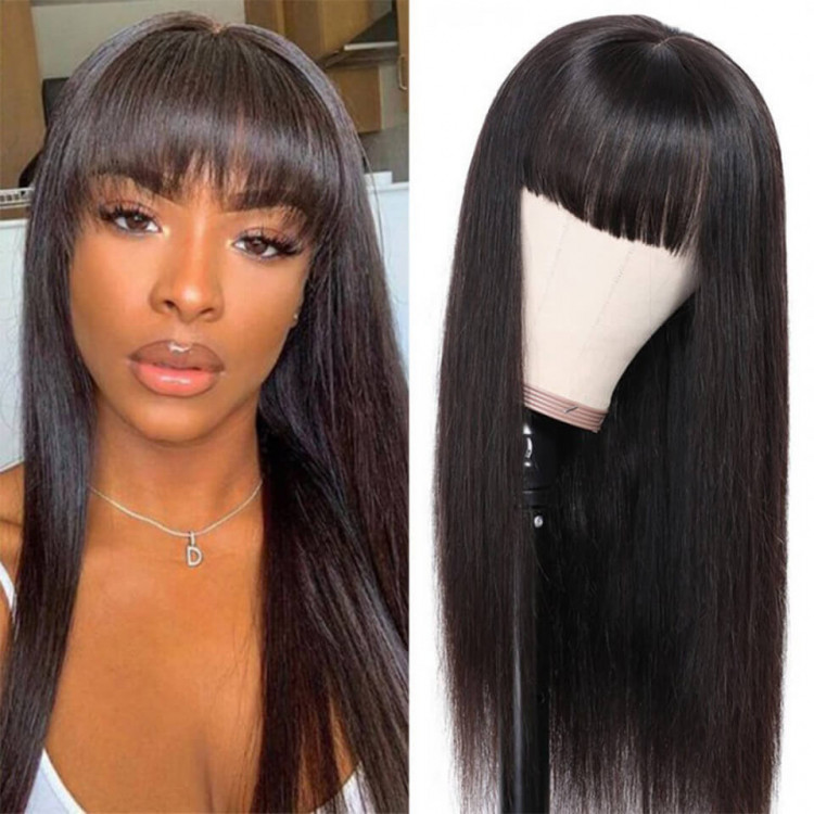 Cheap human hair wigs with bangs shop
