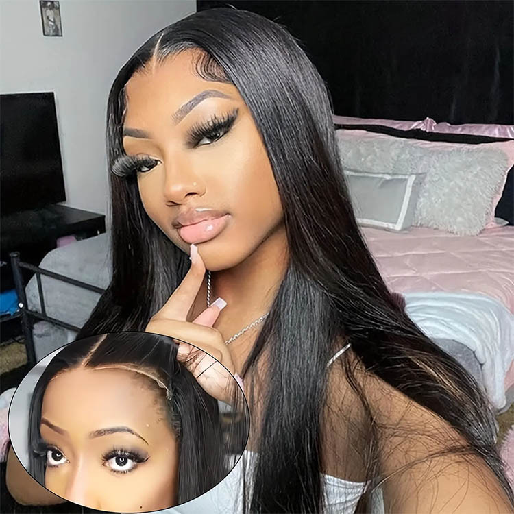 Ready And Go Wig-Silky Straight HD Transparent Lace Closure Wigs With Pre Cut Lace
