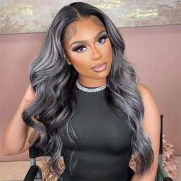 Black gray human cheap hair wigs