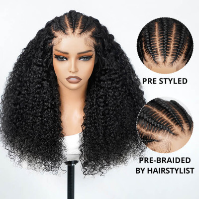 Human Braiding Hair Curly Glueless Braided Lace Front Wig