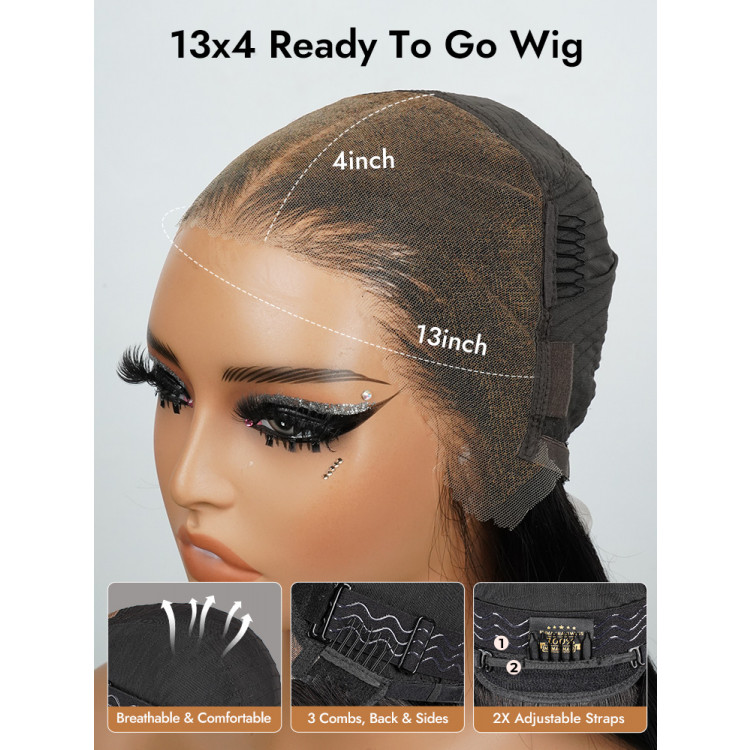 Honey Blonde Skunk Stripe Straight Hair 13x4 Lace Frontal Ready And Go Wigs