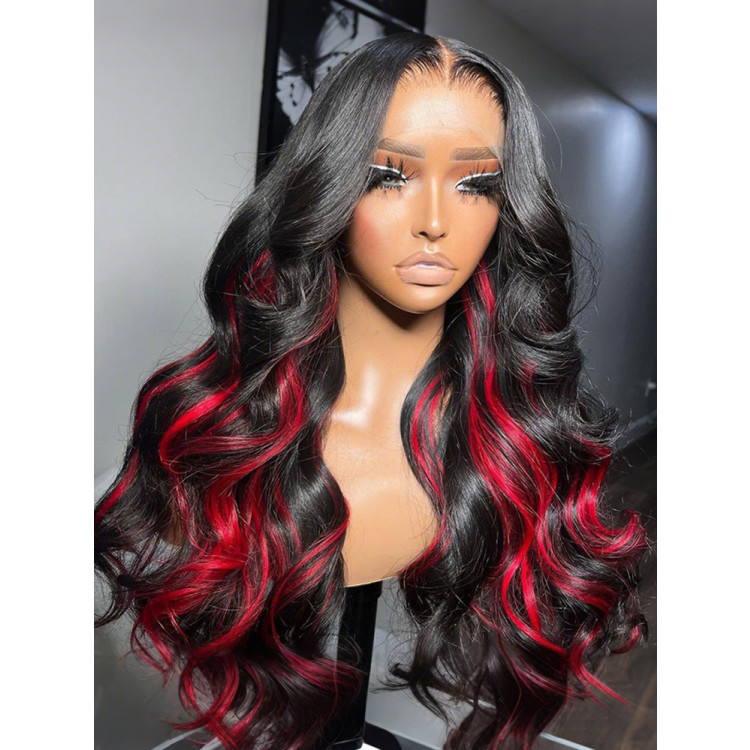 Red wig with black undertone Amazon.com : POLOSU Long Straight Ombre Red to Black Wigs  main image 3