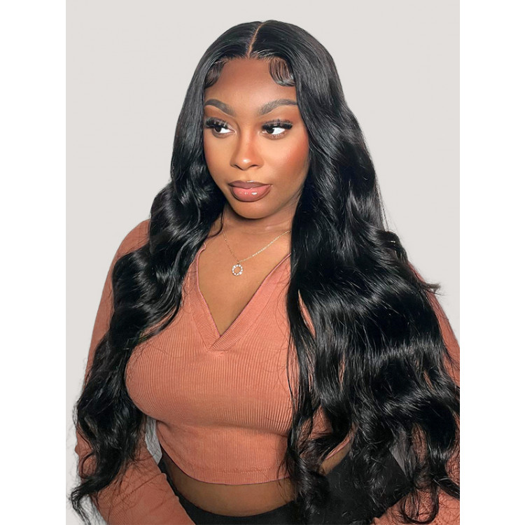 Long Black Wigs 14-36 Inches Body Wave 13*4 Lace Front Wigs  display picture 3