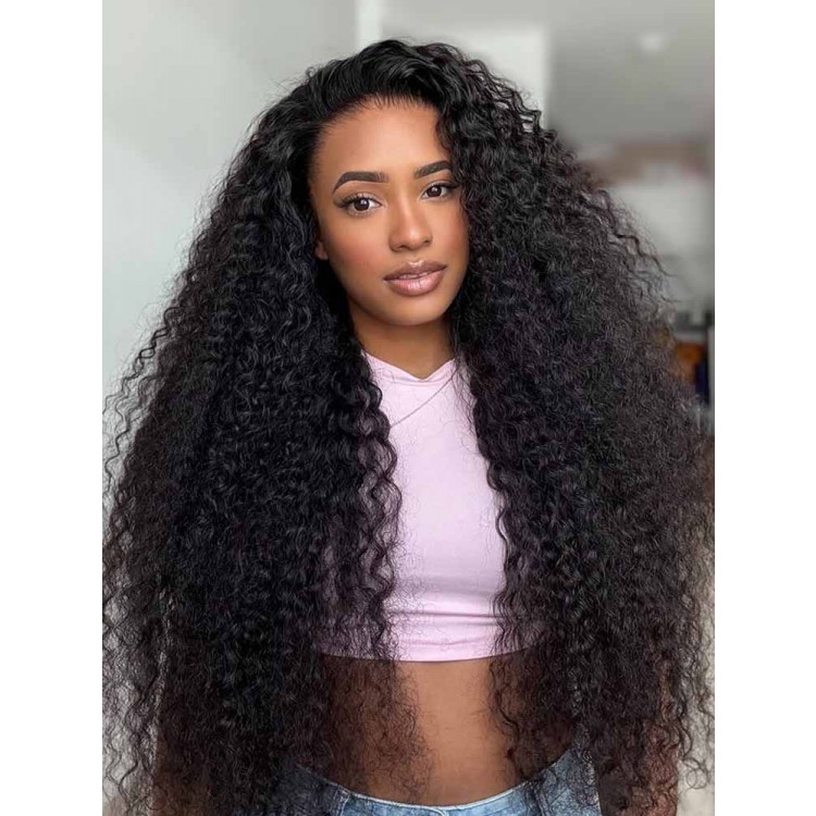 40 Inch Kinky Curly 300% Density 13x6 HD Lace Front Human Hair Wig