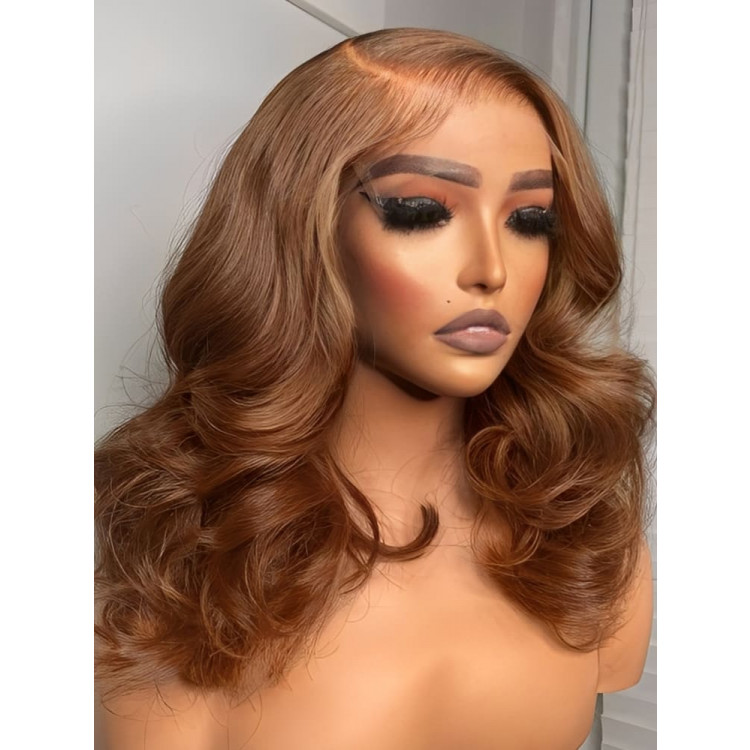 Honey Brown Body Wave & Straight 13x4 Transparent Lace Front Human