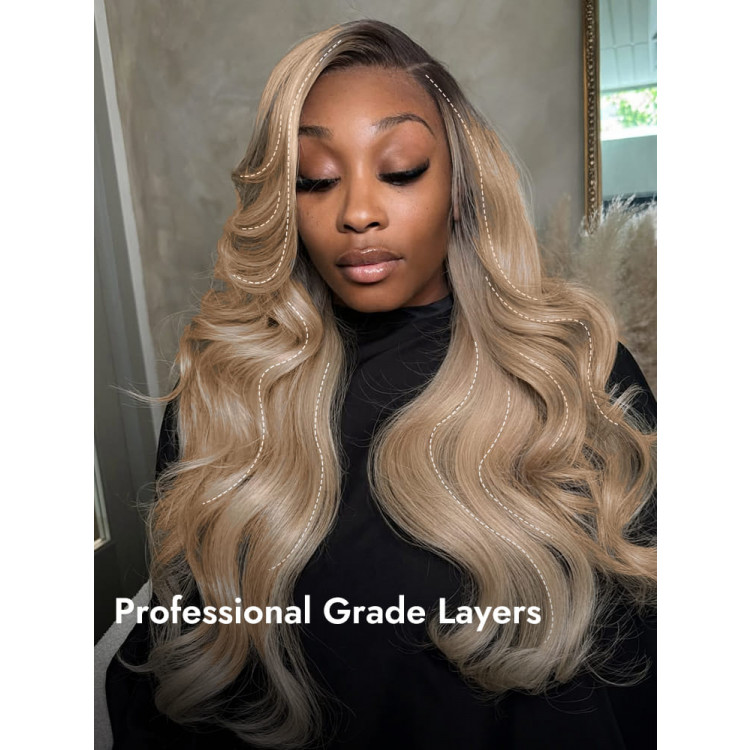 Multi-Layered Ombre Light Ash Blonde Body Wave Human Hair  display picture 3