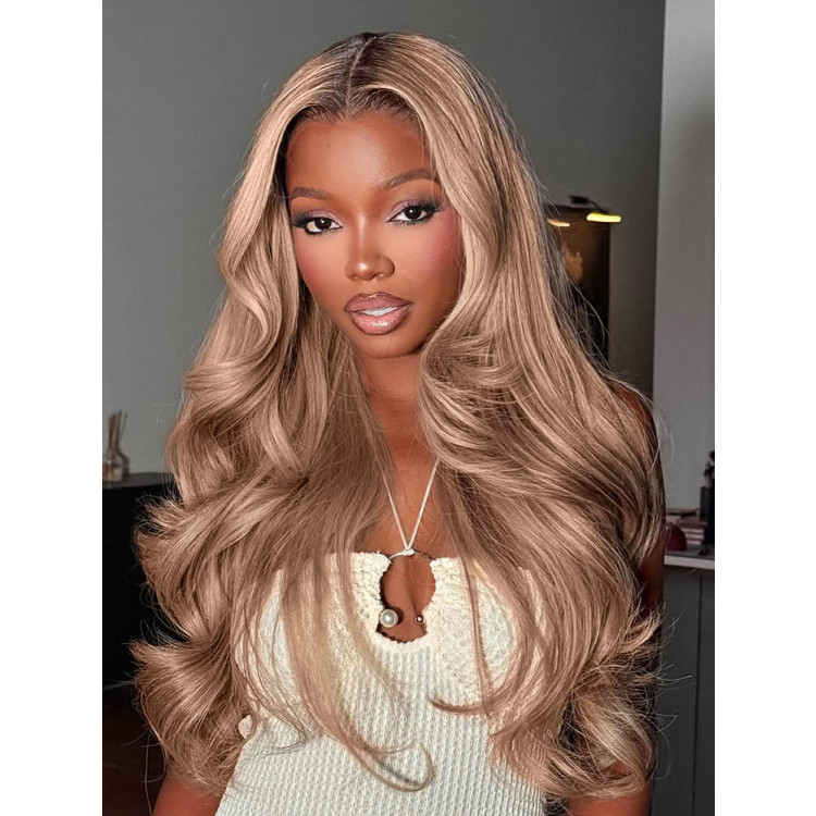 Ombre Blonde Highlights Body Wave Human Hair Wigs With 13x6  display picture 1