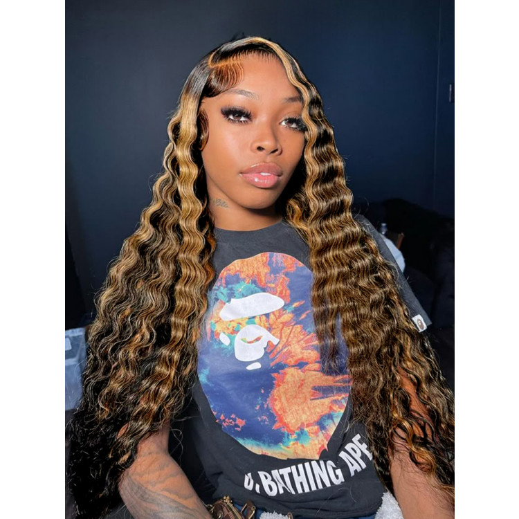 Big crimping Beachy Waves Lacefront Wig rose gold Amazon.com : xiweiya Rose Gold Wig Long Wavy Peach Pink  main image 4