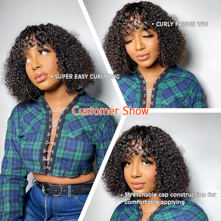 Short black shop fringe wig