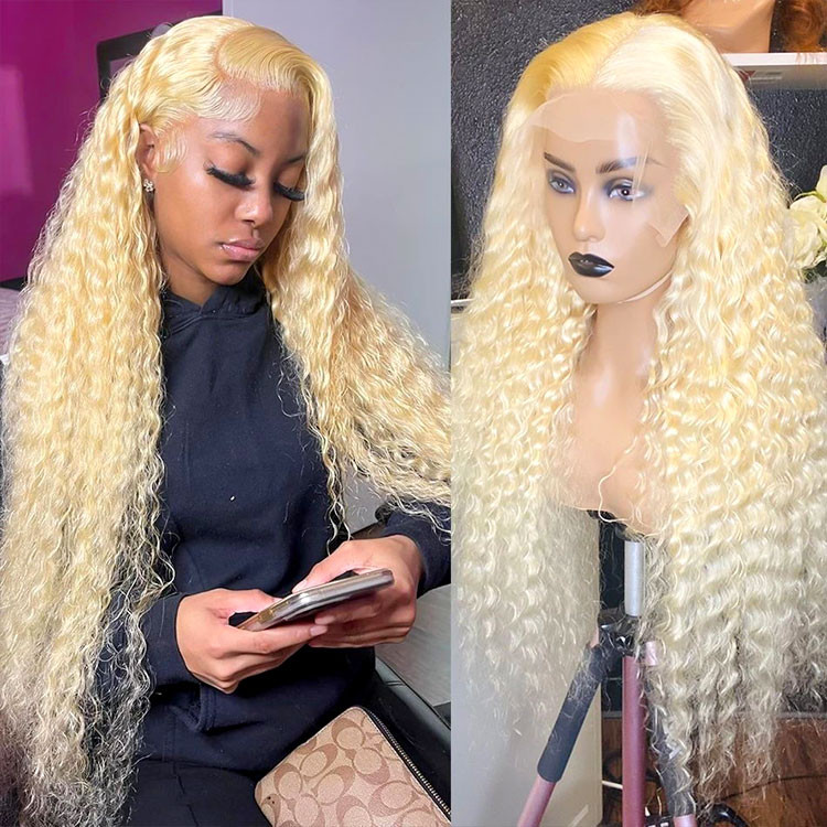 Wig blonde 613 deep wave swisslace lacefront 613 Amazon.com : 613 13x6 Lace Front Wigs Human Hair Deep Wave  main image 3