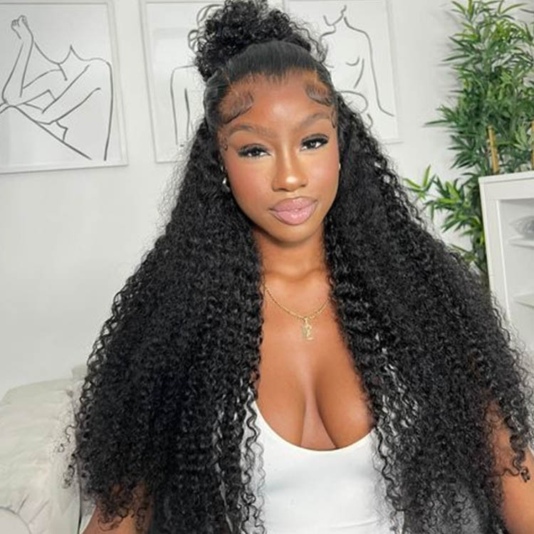 13 6 Kinky Curly Lace Front Wigs With Baby Hair Pre Plucked Light Bleached Knots Wiggins Hair