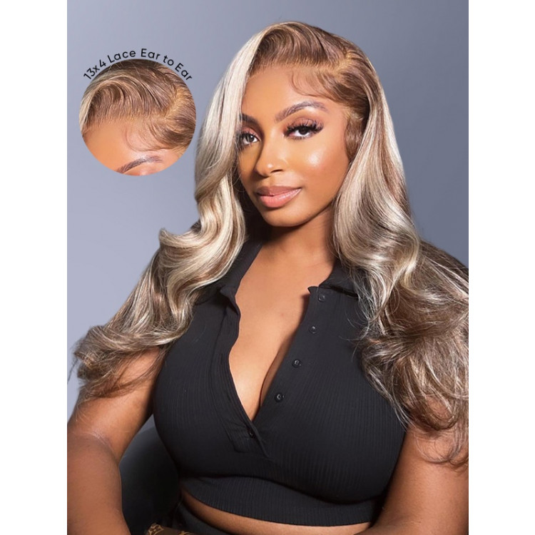 WIGGINS Brown Wig With Blonde Highlights P4/613 Piano HD Lace Front Wig