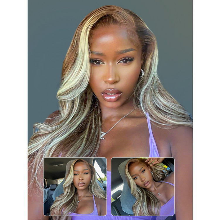 WIGGINS Brown Wig With Blonde Highlights P4/613 Piano HD Lace Front Wig