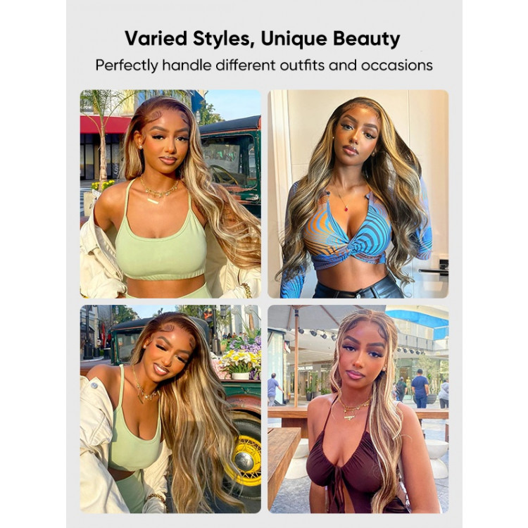 WIGGINS Brown Wig With Blonde Highlights P4/613 Piano HD Lace Front Wig
