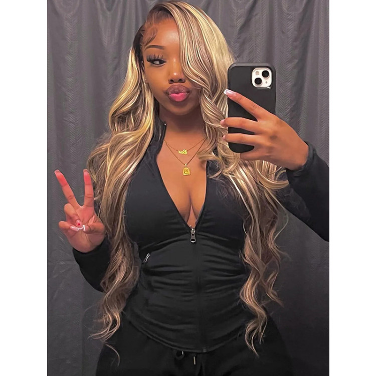 WIGGINS Brown Wig With Blonde Highlights P4/613 Piano HD Lace Front Wig
