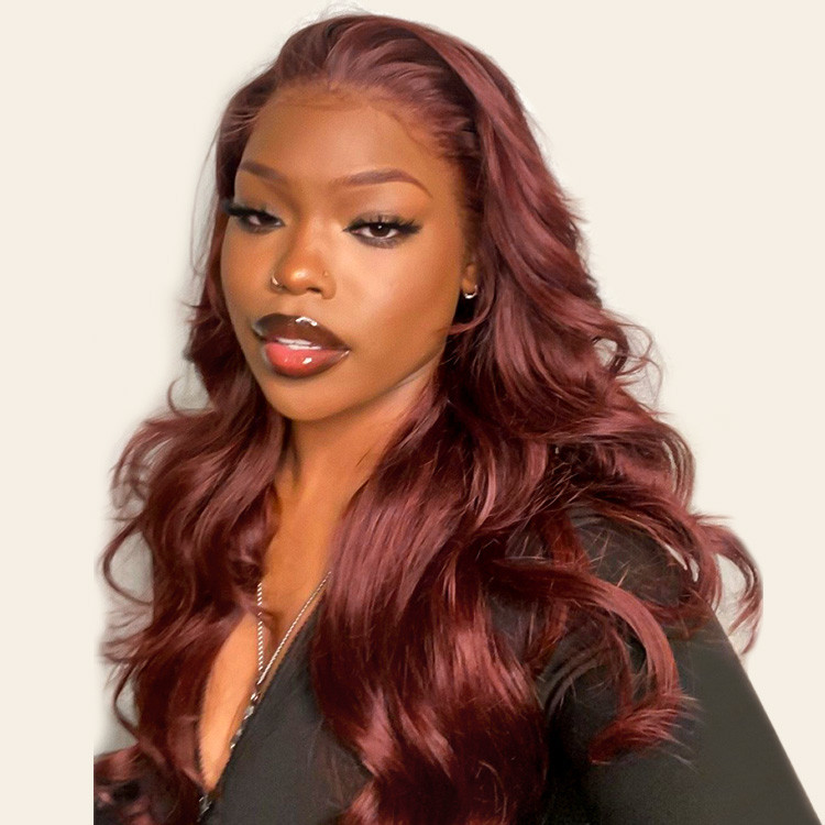 Reddish Brown Lace Front Wigs Human Hair Pre Plucked With Baby Hair 13x4 Body Wave Colored Wigs for Women 180 Density HD Lace Frontal Wigs Human Hair