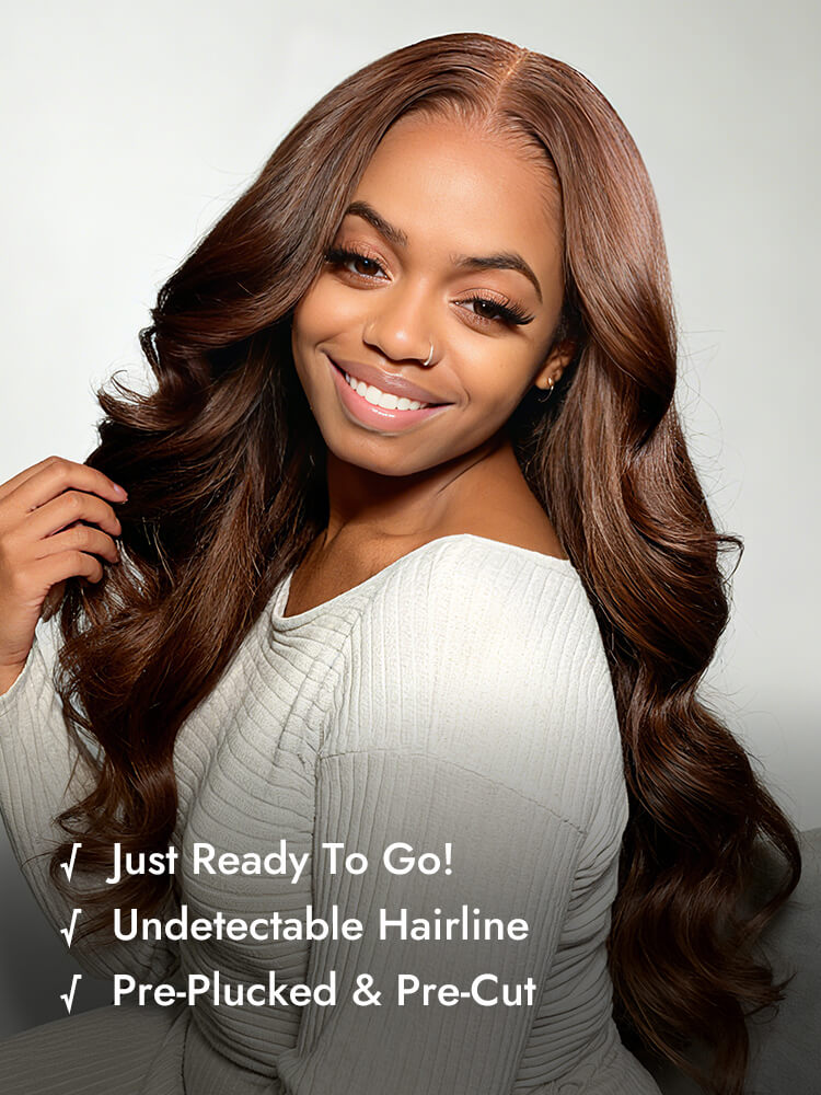 80% Density Human Hair Dark Brown Wig 