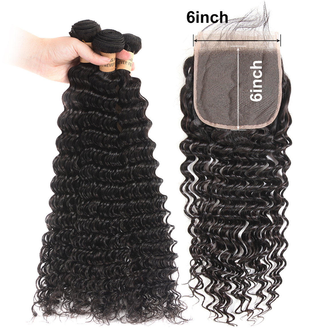 Deep Wave Bundles with 6*6 Lace Closure