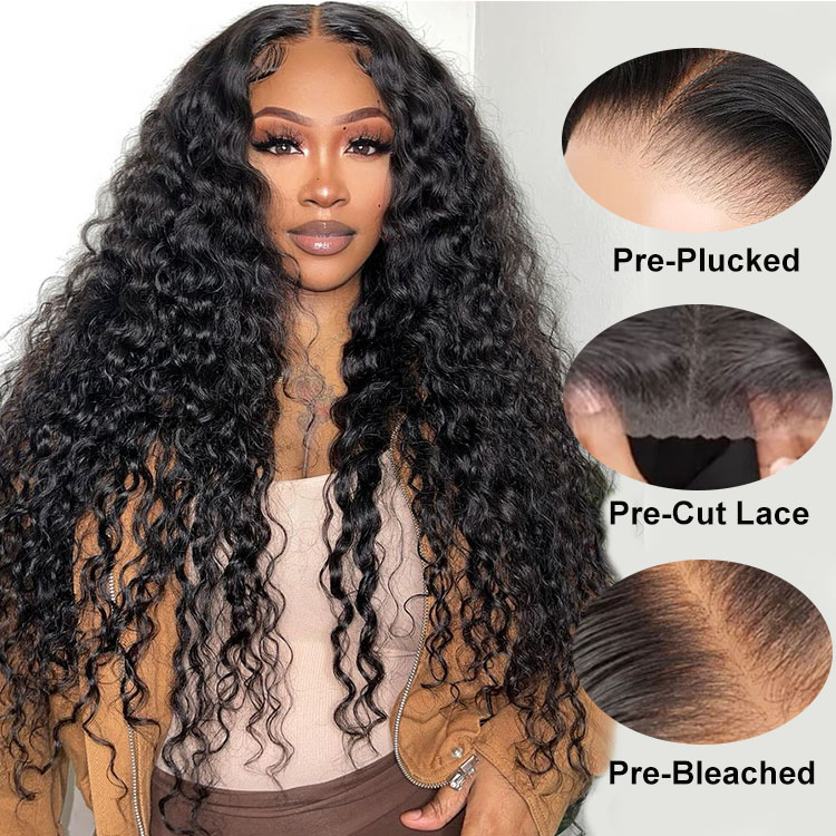 deep wave pre-cut prelucked wig
