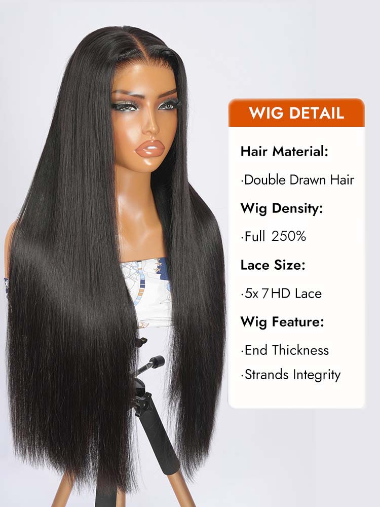 Pre Cut 5x7 HD  Straight Super Double Drawn Hair