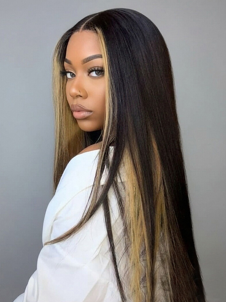 Skunk Stripe Peekaboo Highlight Wig