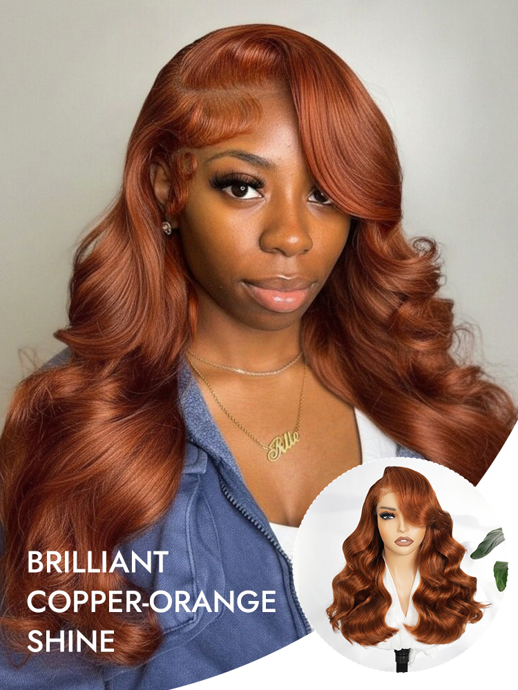 Curtain Bangs Ginger Orange Human Hair