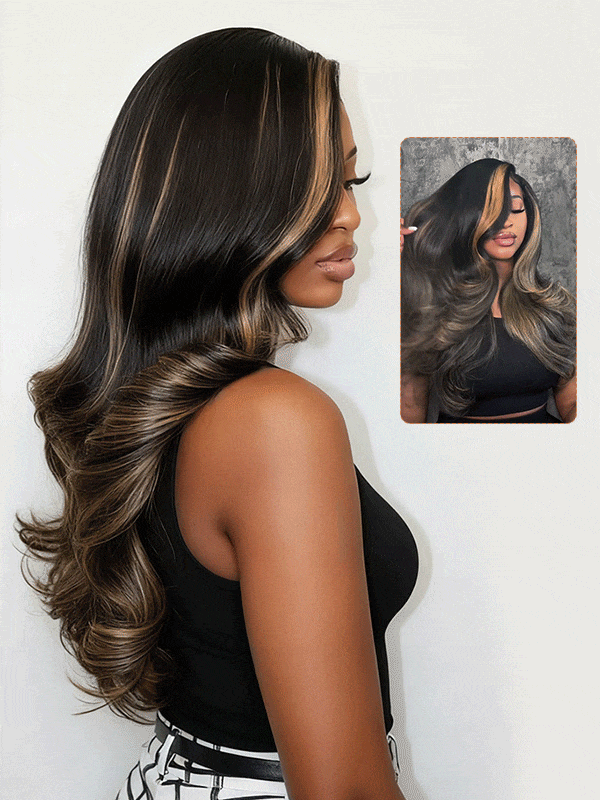 Highlight Layered Wavy Lace Glueless Wig