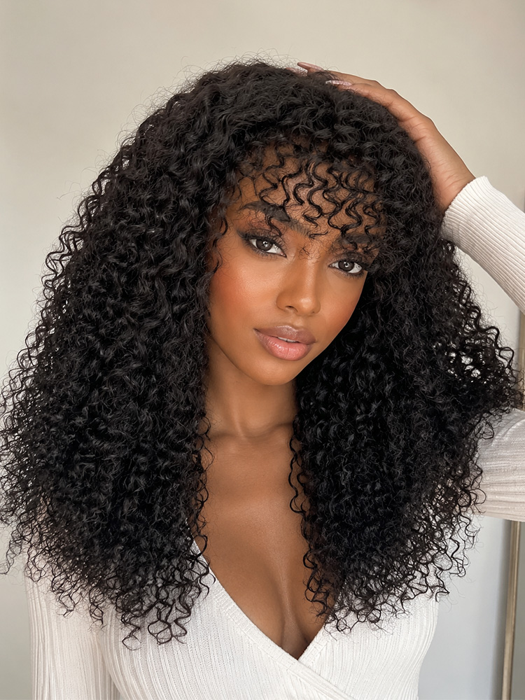 Spanish Curly Human Hair With Bangs
