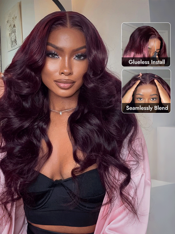 Black Cherry Human Hair Glueless Wig
