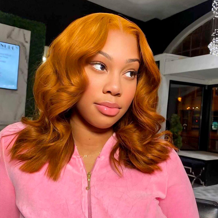 Ginger Bob Wig Human Hair