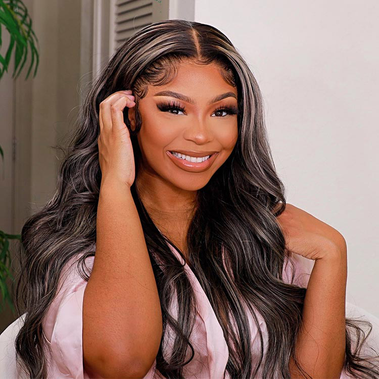 gray highlight on black wigs