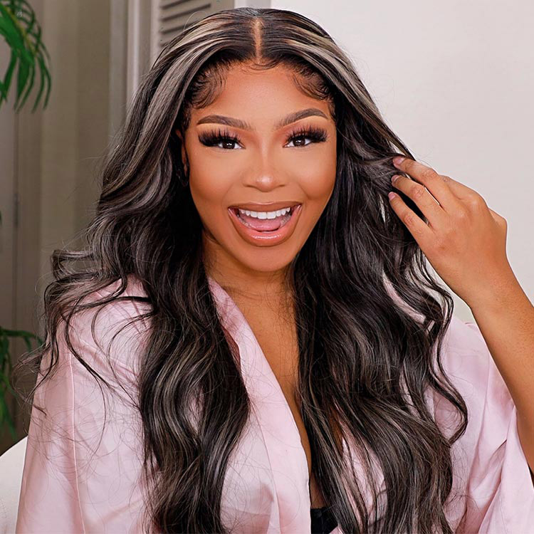 gray highlight on black wigs