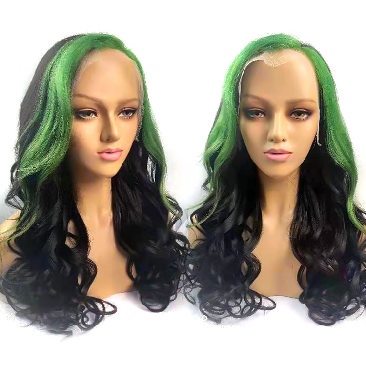 Green Skunk Streak Wigs