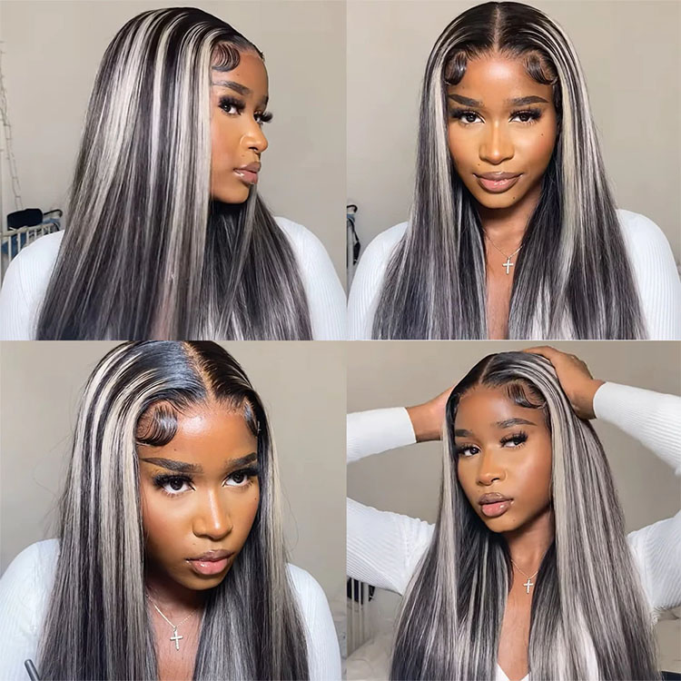 gray highlights on black wigs