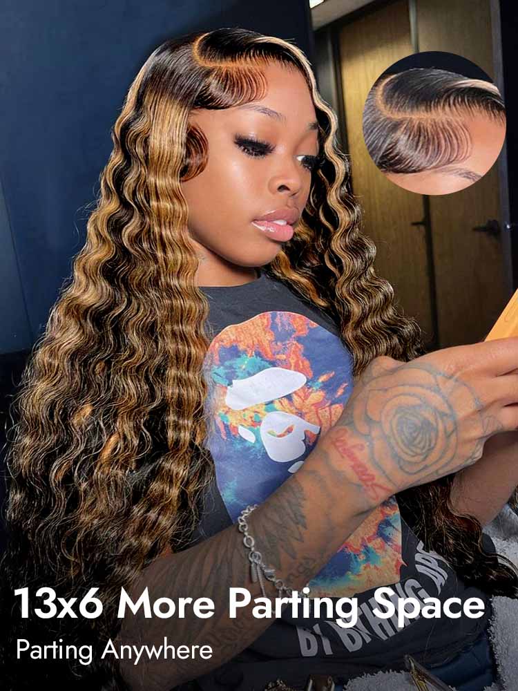 Highlight deep wave wigs human hair 