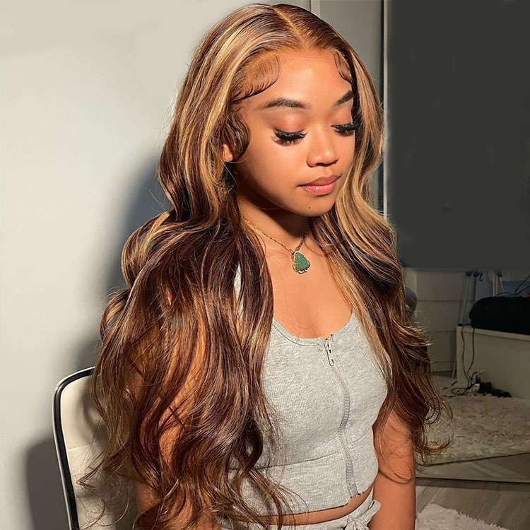brown with with honey blonde highlights