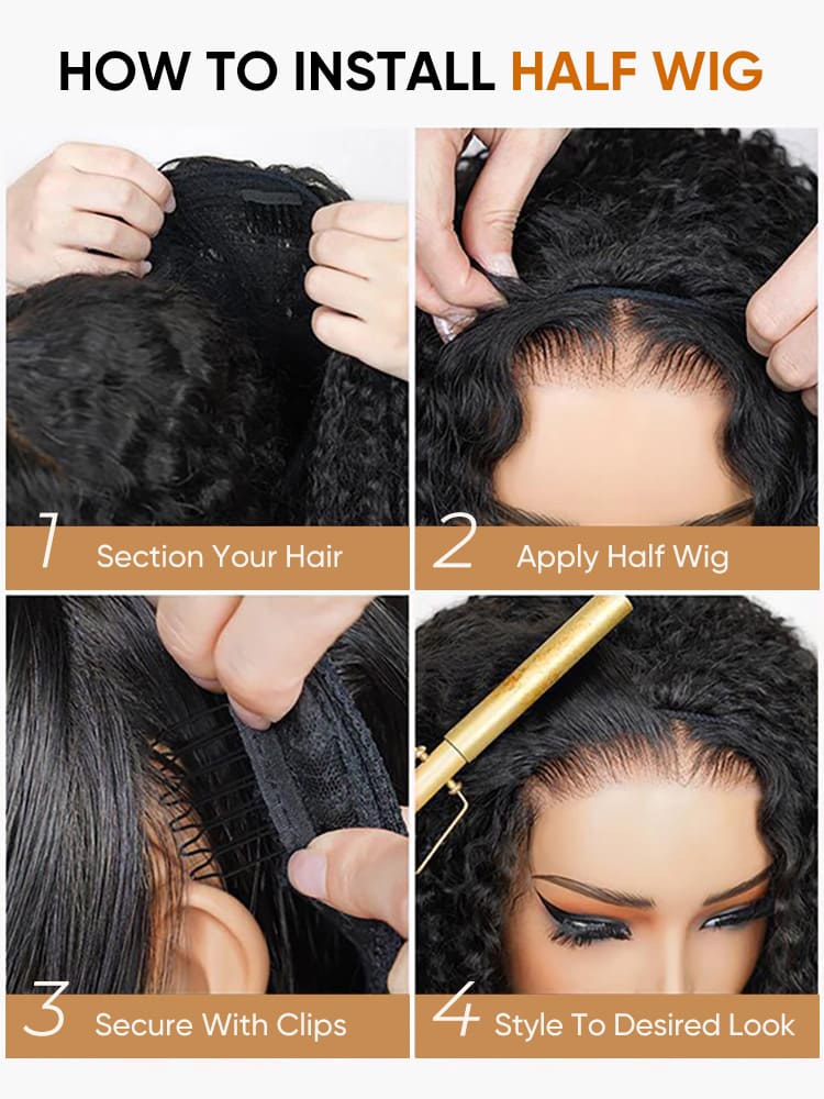 3 In 1 Half Wig Installation Steps