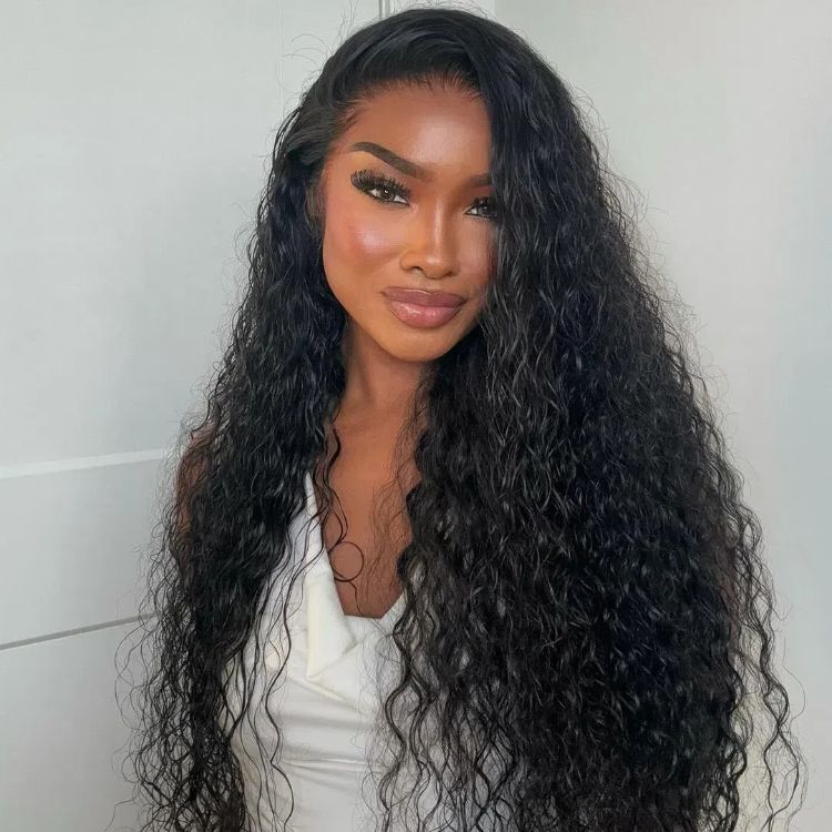 human hair water wave wig