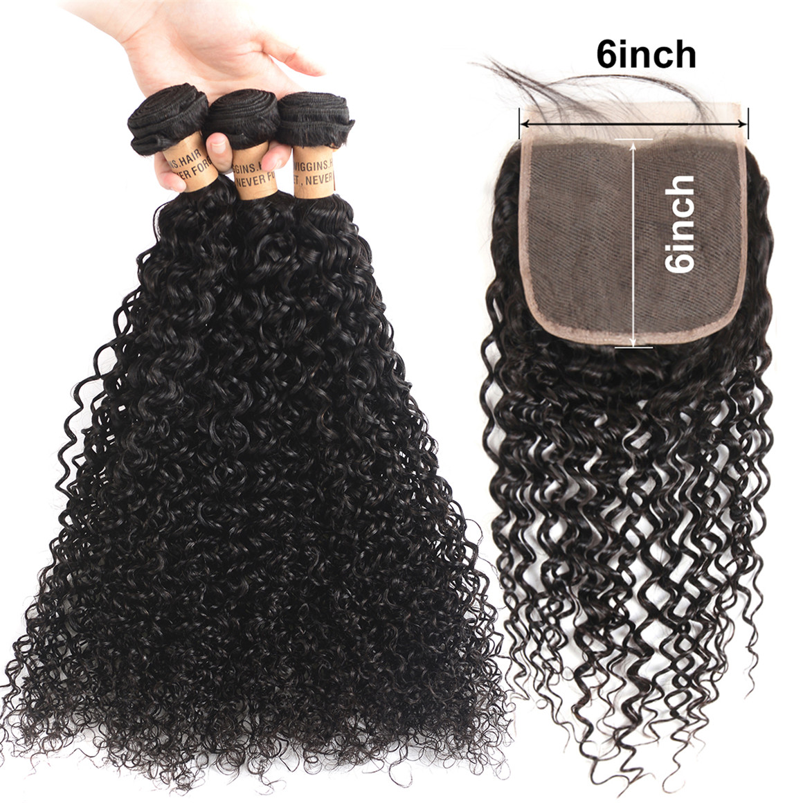 Curly Hair Bundles with 6*6 Lace Closure