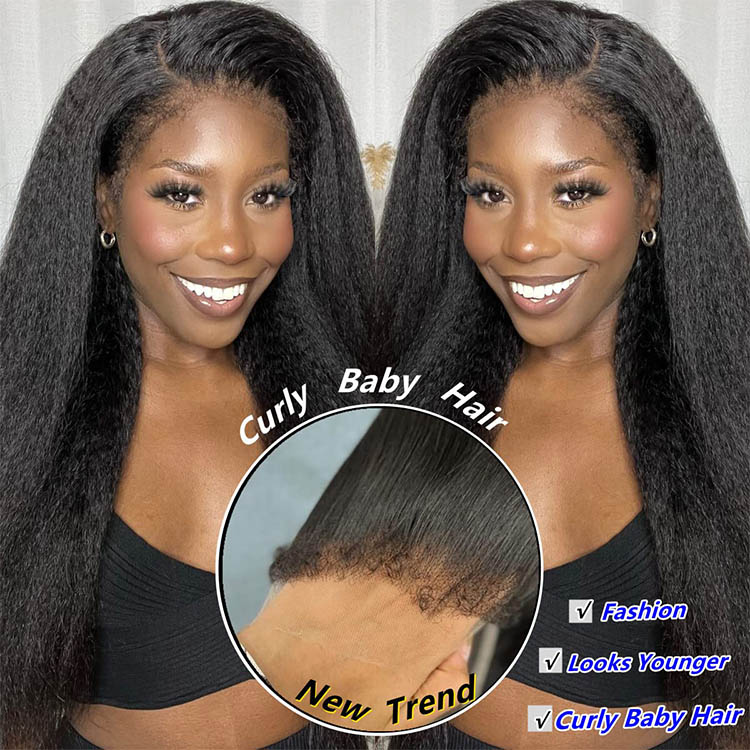 kinky straight 4c edge hairline wigs