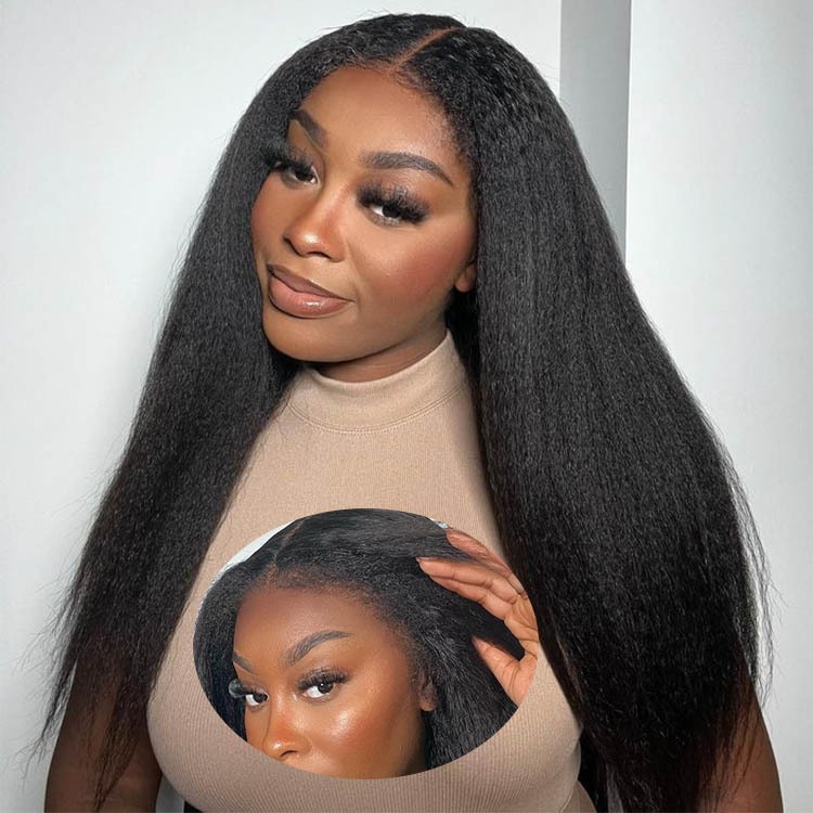 kinky straight 4c edge hairline wigs