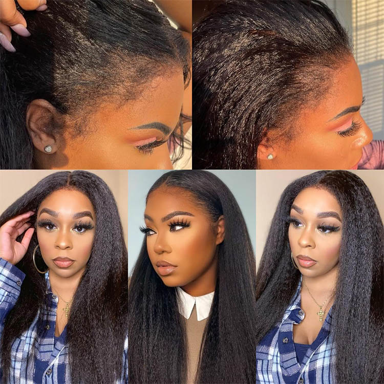 kinky straight 4c edge hairline wigs