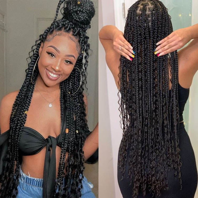 box braided wigs with curls