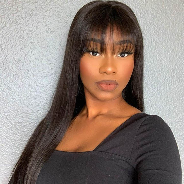 straight wigs with bangs