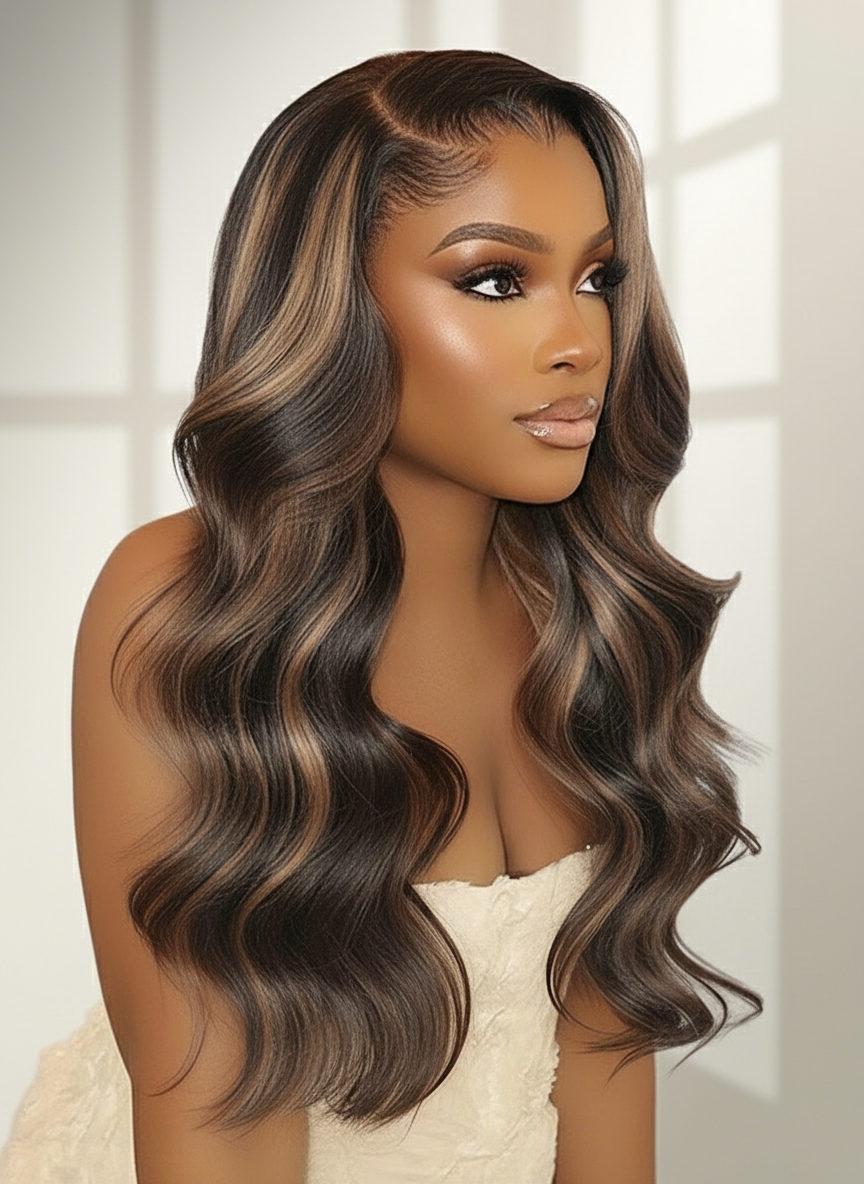 M Hairline Ombre Highlight Body Wave Wigs
