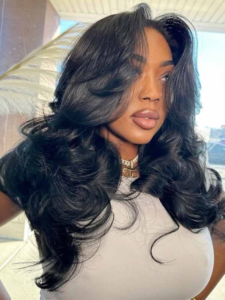 Layered Cut Body Wave Glueless Human Hair Wig