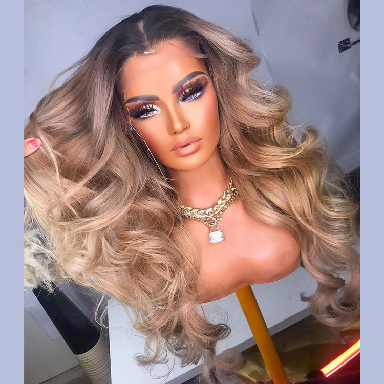 Honey Blonde Wig With Dark Roots